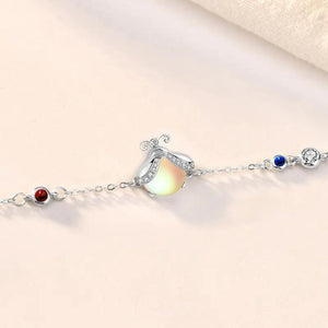 Silver Moonstone Insect Charm Bracelet Women Girls Party Jewelry