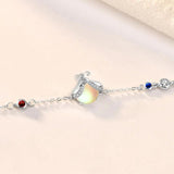 Silver Moonstone Insect Charm Bracelet Women Girls Party Jewelry