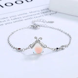 Silver Moonstone Insect Charm Bracelet Women Girls Party Jewelry