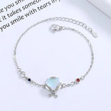 Silver Moonstone Insect Charm Bracelet Women Girls Party Jewelry