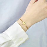 Silver Stainless Steel Cuban Chain Cross Bracelet for Women
