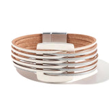 Leather Wrist Cuff Wrap Bracelet With Megnet Clasp - Lady Girl Birthday Gift