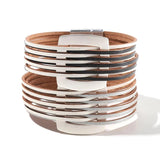 Leather Wrist Cuff Wrap Bracelet With Megnet Clasp - Lady Girl Birthday Gift