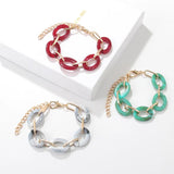 Vintage Acrylic Chain Bracelets for Women Resin Bangles Chunky Wrist Jewelry