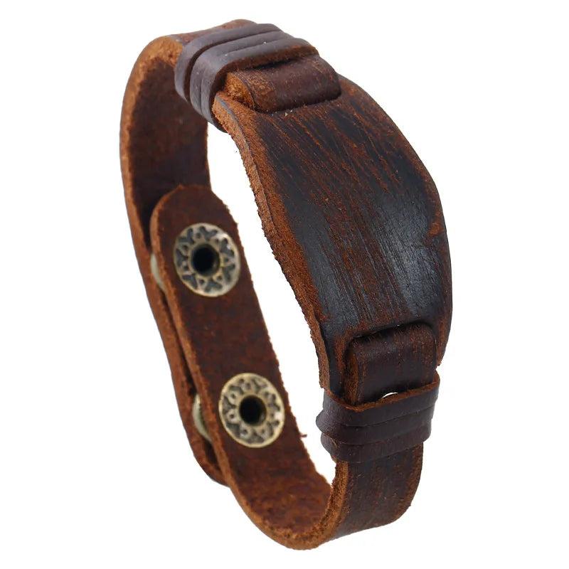 Retro Leather Bracelet Brown Wrap Wristband Vintage Wide Strap