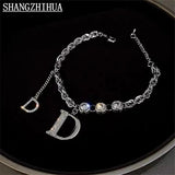 Zircon D Letter Pendant Bracelet Classic Jewelry Woman Party Accessories