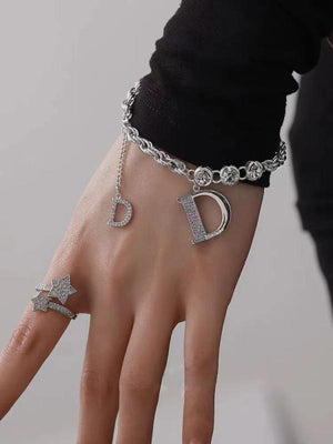 Zircon D Letter Pendant Bracelet Classic Jewelry Woman Party Accessories