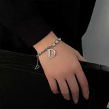 Zircon D Letter Pendant Bracelet Classic Jewelry Woman Party Accessories