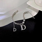 Zircon D Letter Pendant Bracelet Classic Jewelry Woman Party Accessories