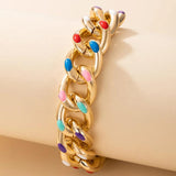 Colorful Dripping Oil Bracelet for Women Big Chain Adjustable Jewelry