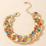 Colorful Dripping Oil Bracelet for Women Big Chain Adjustable Jewelry
