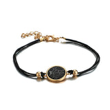4pcs Crystal Stone Chain Bracelets Women Adjustable Rope Bead Alloy Metal