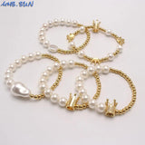 Shell Pearl Crown Pendant Bracelet for Women Girls