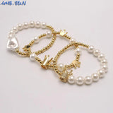 Shell Pearl Crown Pendant Bracelet for Women Girls