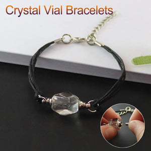 Crystal Vial Bracelet, Wishing Bracelet, Cotton Bracelet, Name on Rice Bracelet