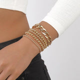 Punk Heavy Metal Chain Bracelet Set Retro Geometric Bangle Jewelry