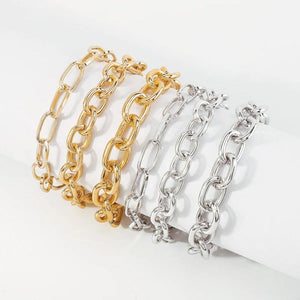 Punk Heavy Metal Chain Bracelet Set Retro Geometric Bangle Jewelry