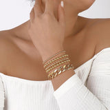 Punk Heavy Metal Chain Bracelet Set Retro Geometric Bangle Jewelry
