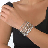 Punk Heavy Metal Chain Bracelet Set Retro Geometric Bangle Jewelry