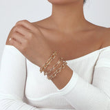 Punk Heavy Metal Chain Bracelet Set Retro Geometric Bangle Jewelry