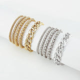 Punk Heavy Metal Chain Bracelet Set Retro Geometric Bangle Jewelry