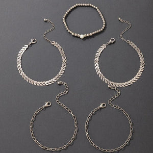 Boho Leaf Bracelet Set for Women, Hollow Out Charms, Party Jewelry