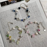 Heart Beaded Bracelet Pink Green Star Charm Bracelet