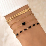Bohemian Leaf Charm Bracelet Set for Women
