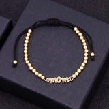 Mom Heart Charm Bracelet with Crystal Zircon, Adjustable