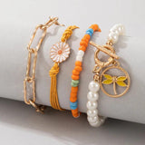 Colorful Beaded Bracelets for Women Pretty Flowers Dragonfly Hollow Out