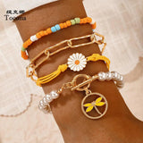 Colorful Beaded Bracelets for Women Pretty Flowers Dragonfly Hollow Out