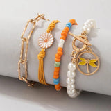 Colorful Beaded Bracelets for Women Pretty Flowers Dragonfly Hollow Out