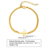 Cross Charm Bracelet Stainless Steel Cuban Chain Minimalist Wristband