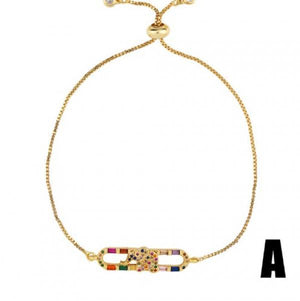 Multicolor Crystal Micro Pave CZ Zircon Bracelet Adjustable Chain