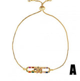 Multicolor Crystal Micro Pave CZ Zircon Bracelet Adjustable Chain