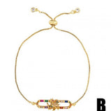 Multicolor Crystal Micro Pave CZ Zircon Bracelet Adjustable Chain