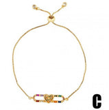 Multicolor Crystal Micro Pave CZ Zircon Bracelet Adjustable Chain