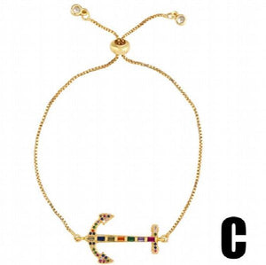 Multicolor Crystal Crown Bracelet Adjustable Chain