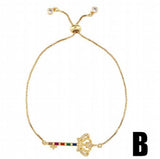 Multicolor Crystal Crown Bracelet Adjustable Chain