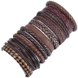 10 Pcs/set Weave Leather Bracelets for Women and Men