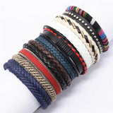 10 Pcs/set Weave Leather Bracelets for Women and Men