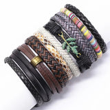 10 Pcs/set Weave Leather Bracelets for Women and Men