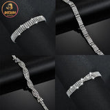 Zircon Link Chain Bracelet Stainless Steel Rhinestone for Women