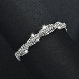 Zircon Link Chain Bracelet Stainless Steel Rhinestone for Women