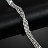 Zircon Link Chain Bracelet Stainless Steel Rhinestone for Women