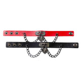 PU Leather Wristband Bracelet for Women Punk Style Heart Metal Goth Gothic