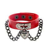 PU Leather Wristband Bracelet for Women Punk Style Heart Metal Goth Gothic