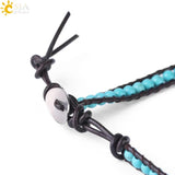 CSJA Green Turquoises Bracelet Leather Wrap for Women Boho S141