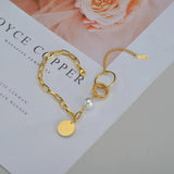 Akizoom Punk Charm Bracelets Beads Love Chain Bangles Set For Women Couple