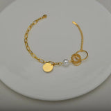 Akizoom Punk Charm Bracelets Beads Love Chain Bangles Set For Women Couple